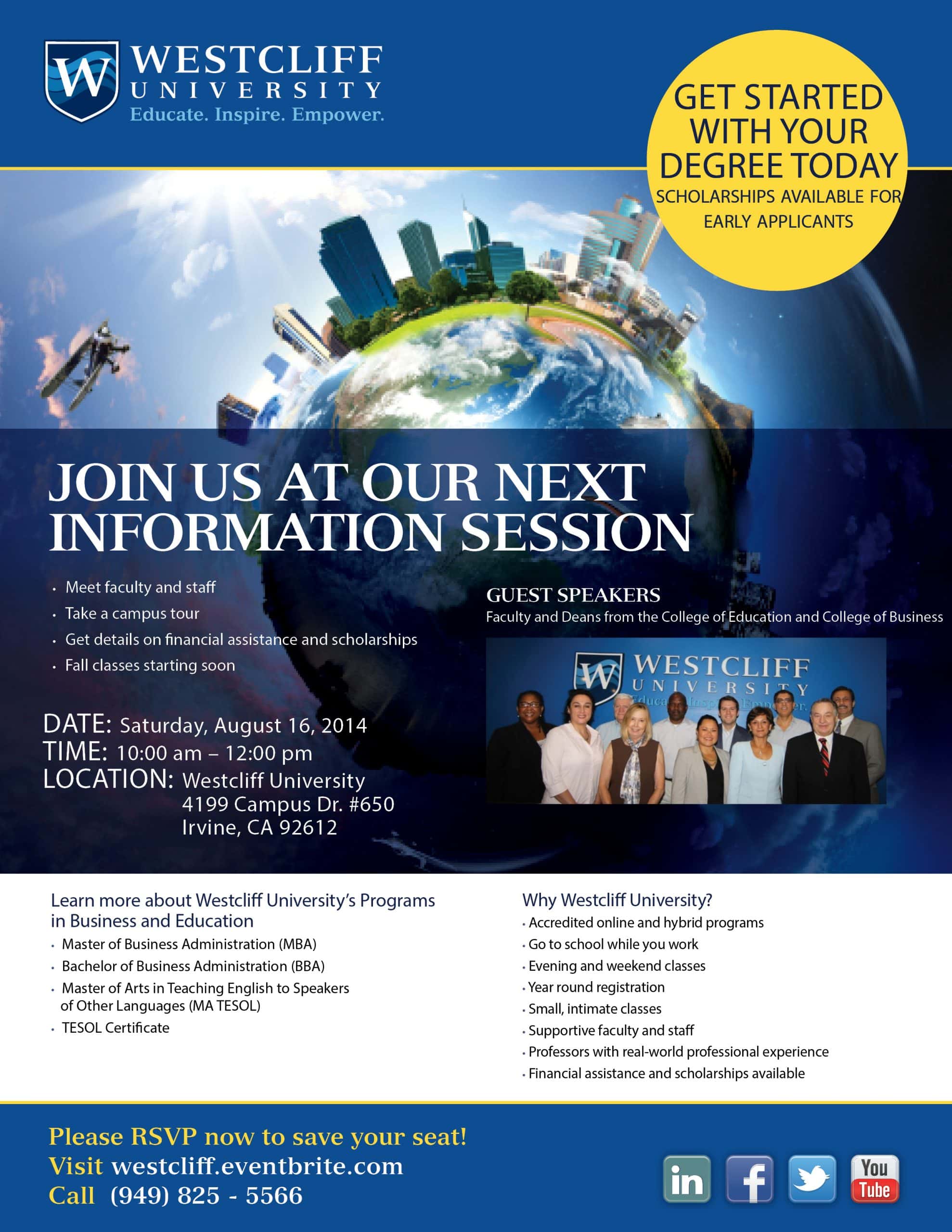 Fall 2014 Information Session on Saturday, 8/16/14 10AM-12PM