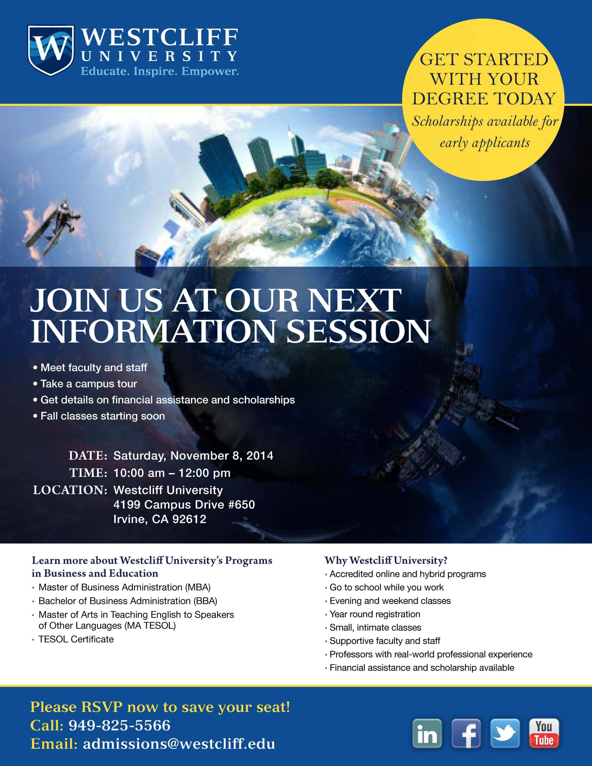 Information Session on Saturday, 11/08/14 10AM-12PM