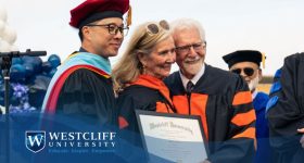 Westcliff University Commencement 2024, Dr. Lee, Arlene Harris, Marty Cooper