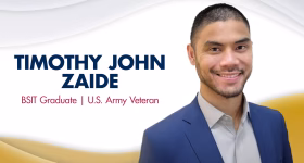 U.S. Army veteran and Westcliff University BSIT graduate discussing veteran education and GI Bill benefits. Timothy John Zaide-Westcliff Military Student